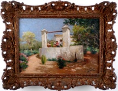 "Coqueteando en el pozo", óleo sobre tabla de principios del siglo XX de M. García y Rodríguez