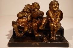 "Art Nouveau Sculptural Bronze  Group of Children", 20th Century  by Juan Clará