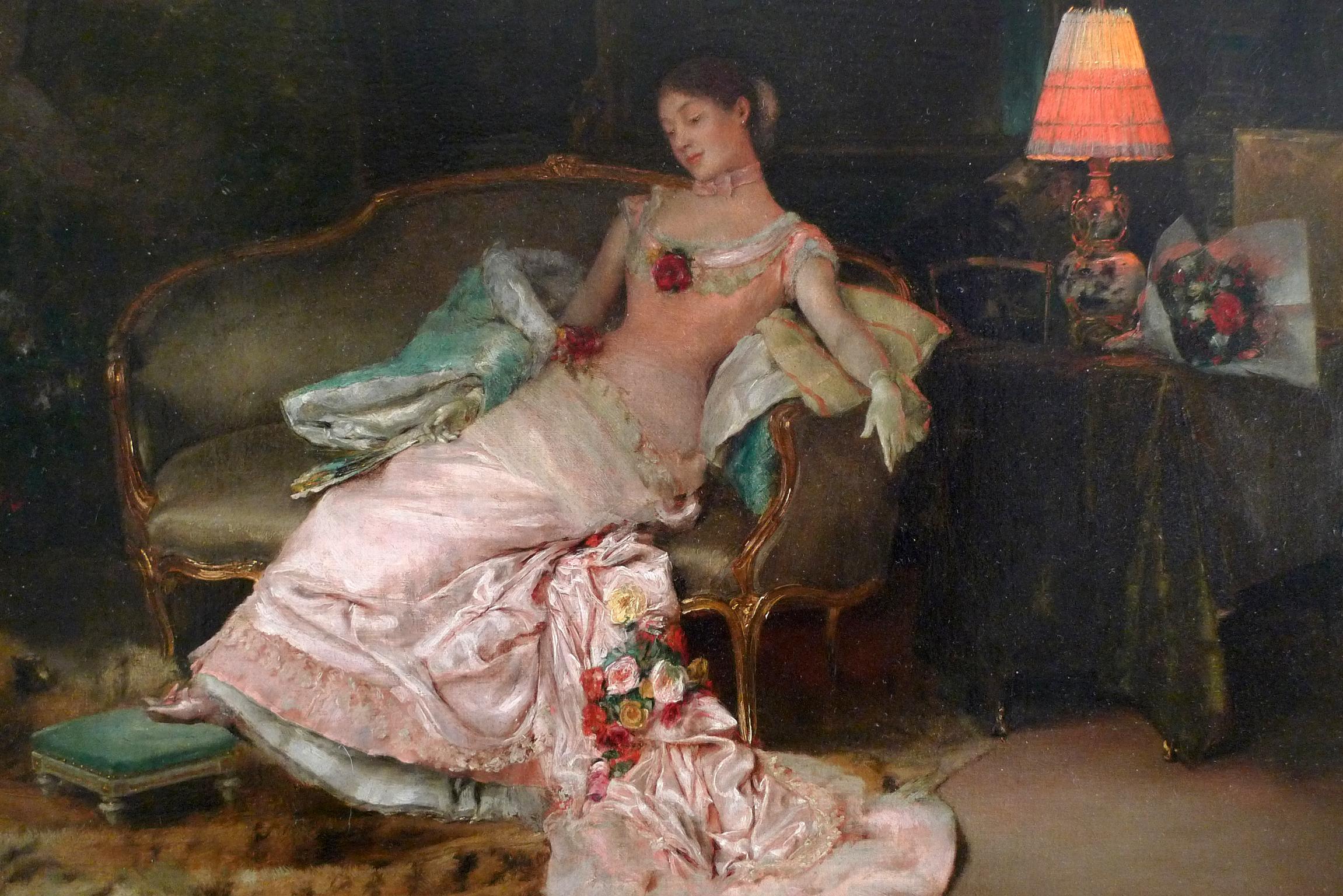 « A Reverie During The Ball », huile sur toile du XIXe siècle de Rogelio Egusquiza - Symbolisme Painting par Rogelio de Egusquiza y Barrena