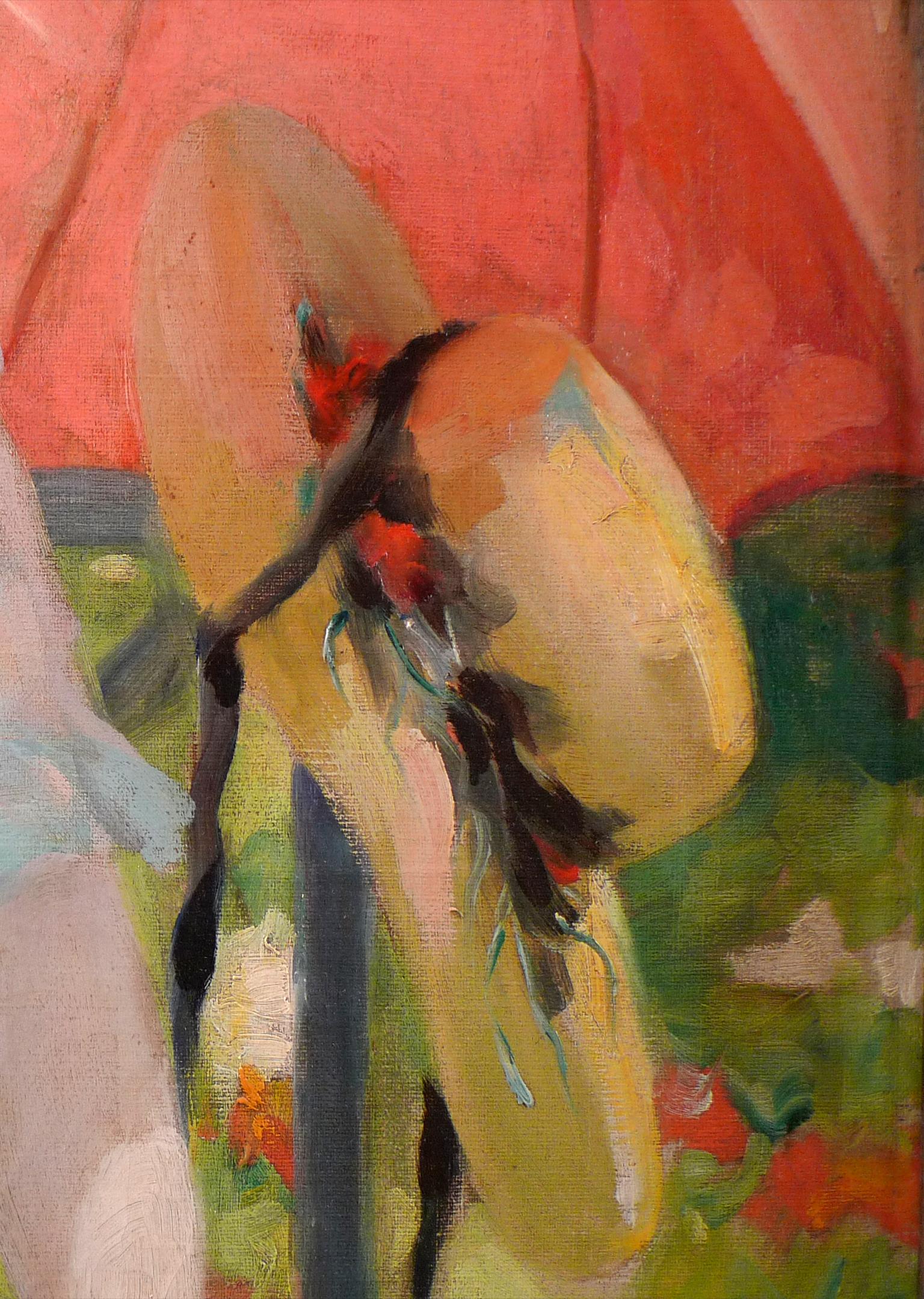 « Under the Parasol », huile sur toile du 20e siècle attribuée à Laureano Barrau en vente 4