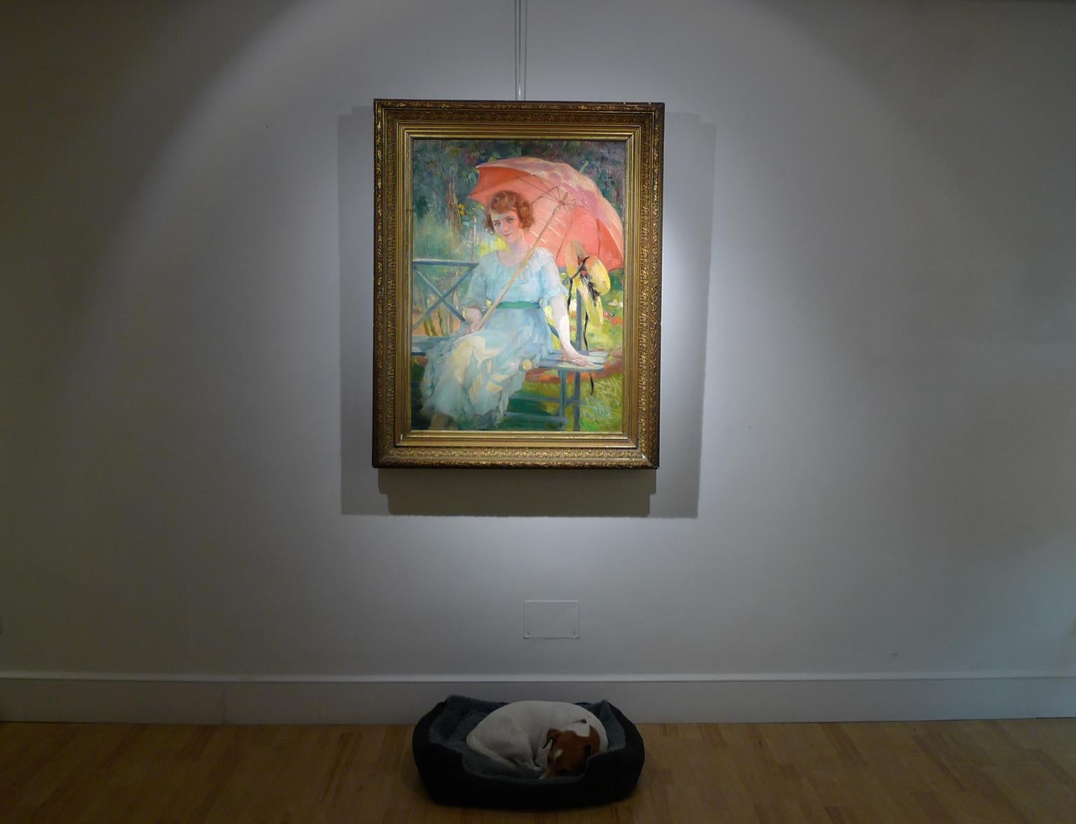 « Under the Parasol », huile sur toile du 20e siècle attribuée à Laureano Barrau en vente 6