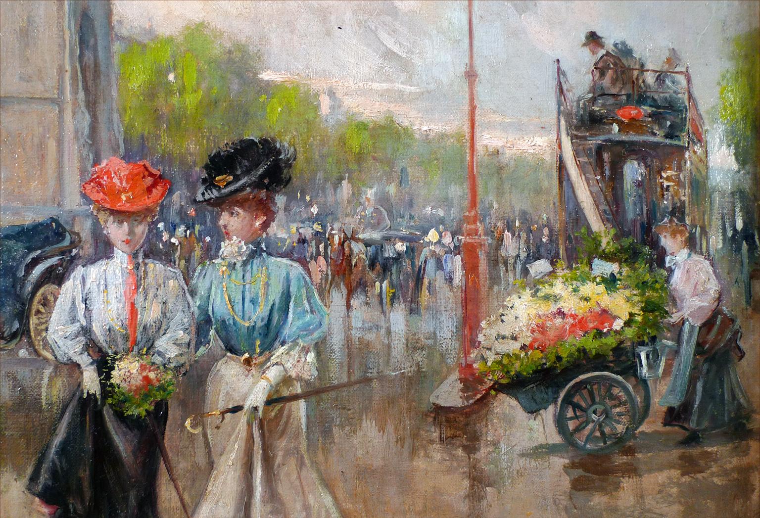 „Porte Saint-Denis, Paris“, Öl auf Leinwand, frühes 20. Jahrhundert, von Joaqun Pallares (Realismus), Painting, von Joaquín Pallarés Allustante