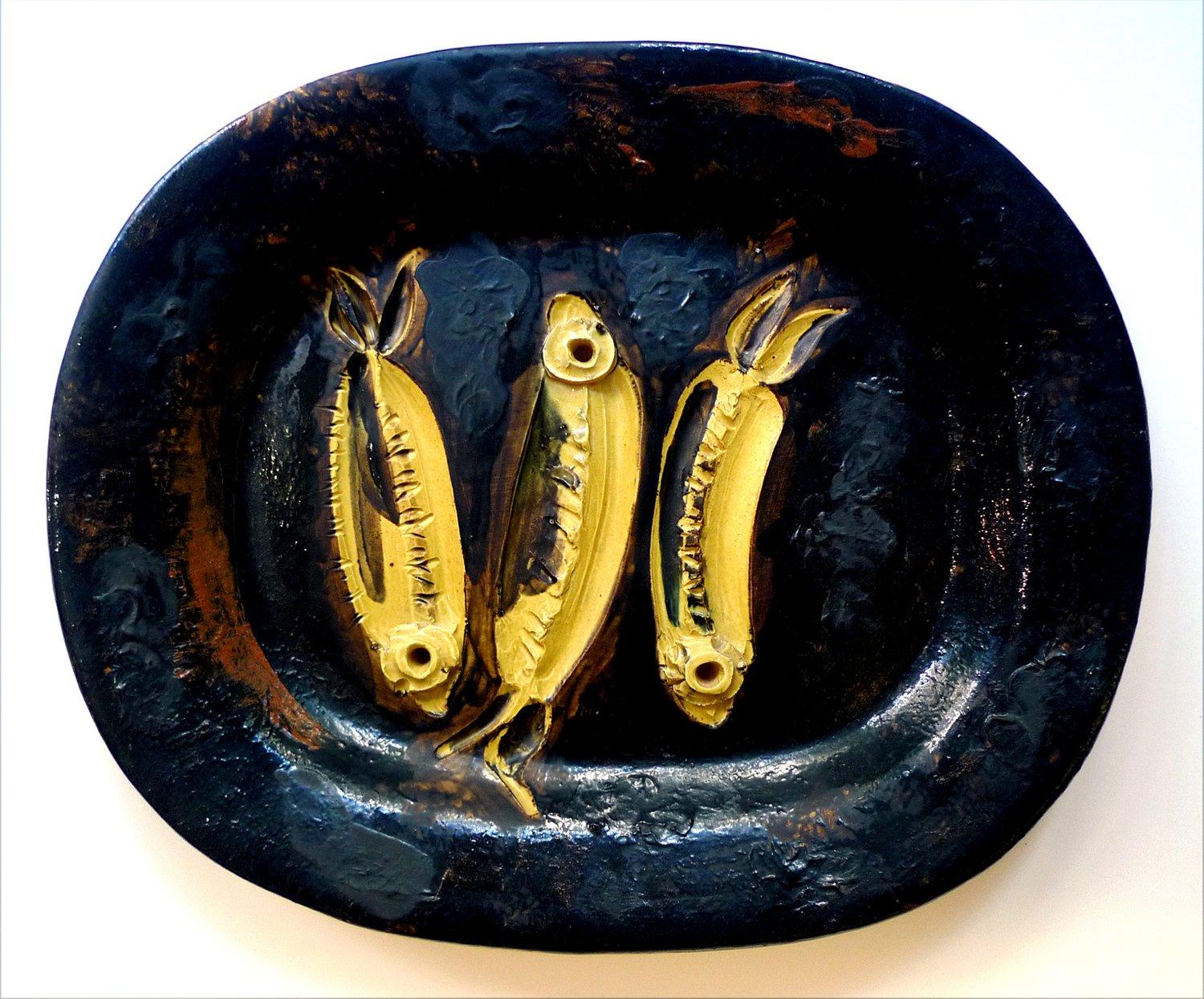 Picasso Keramik, Trois sardines (A.R. 34) – Art von Pablo Picasso