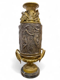 Large Neoclassical French Gilt and Silvered Bronze Vase