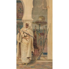 A Fine Painting of An Arab Admiring The Sword