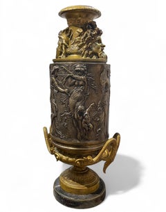 Large Neoclassical French Gilt and Silvered Bronze Vase