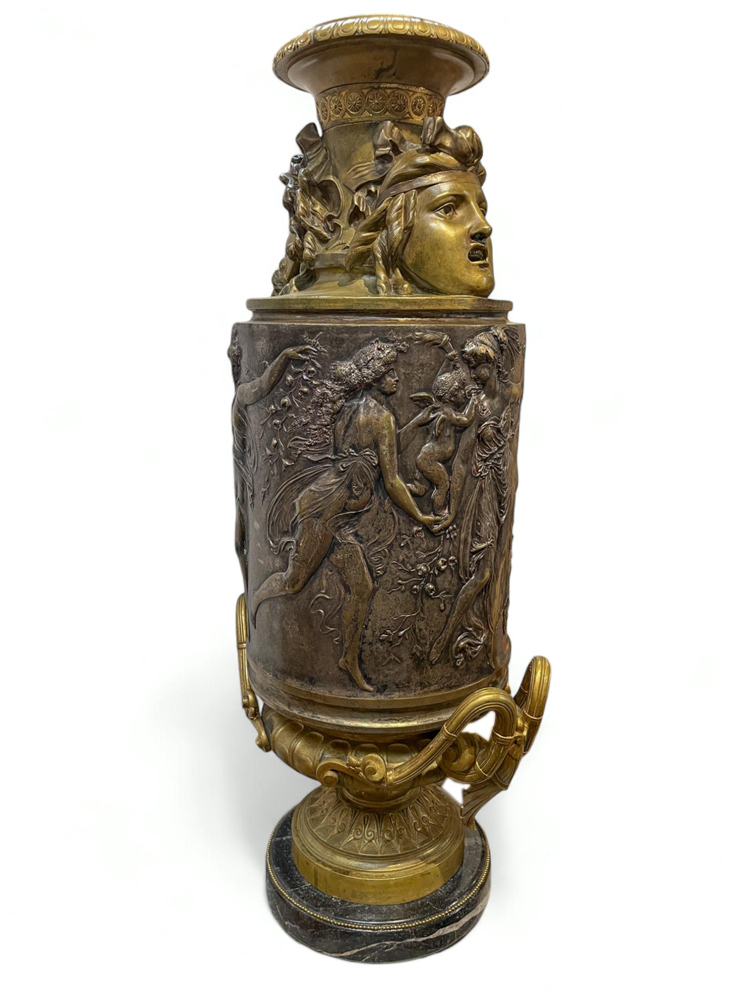 Large Neoclassical French Gilt and Silvered Bronze Vase For Sale 3