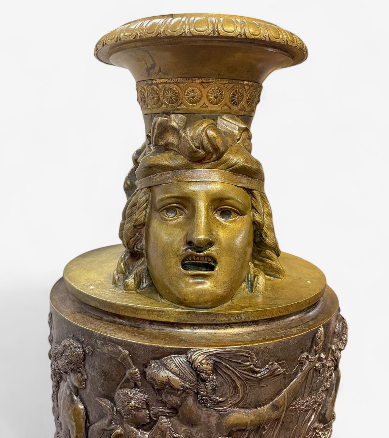 Large Neoclassical French Gilt and Silvered Bronze Vase For Sale 6