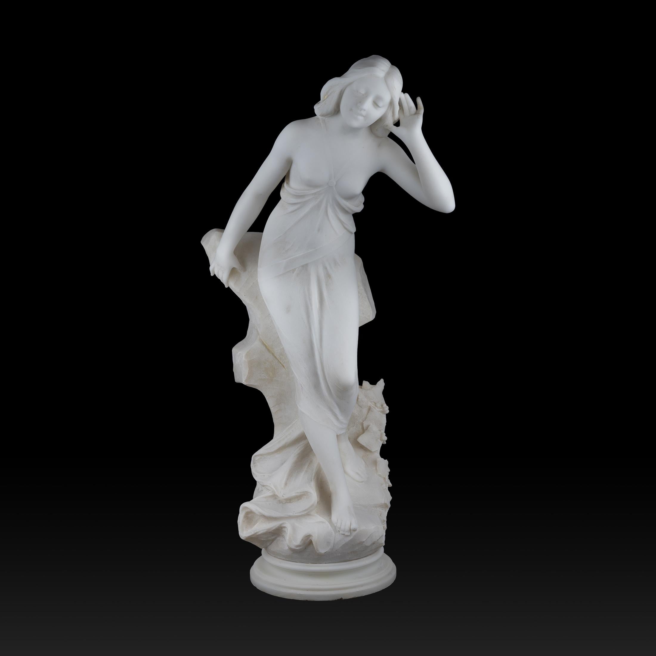 A. Batacchi (XIX-XX) Figurative Sculpture - White Marble Sculpture Statue of a Nymph