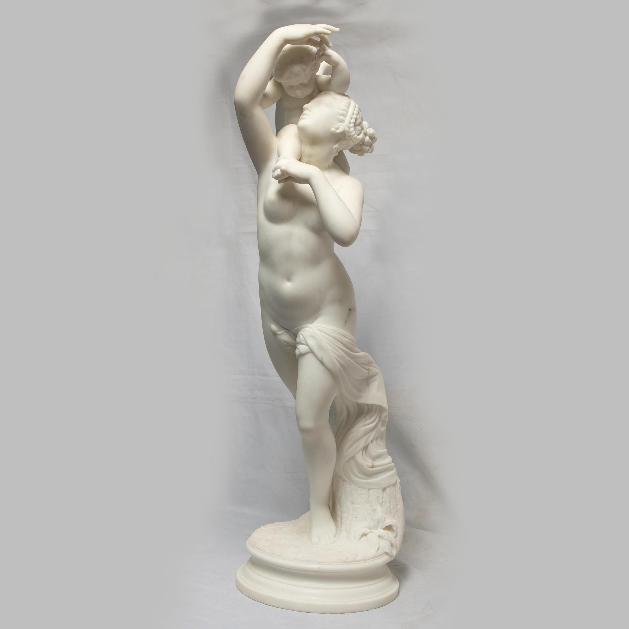 Leone Clerici (19th C.)  Figurative Sculpture - Goddess of Beauty with Cupid 