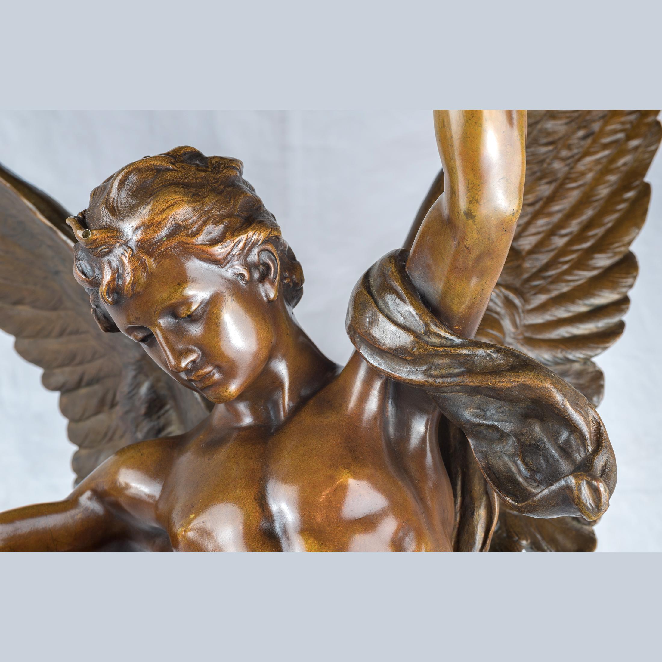 La Gloire - Gold Figurative Sculpture by Charles Vital-Cornu