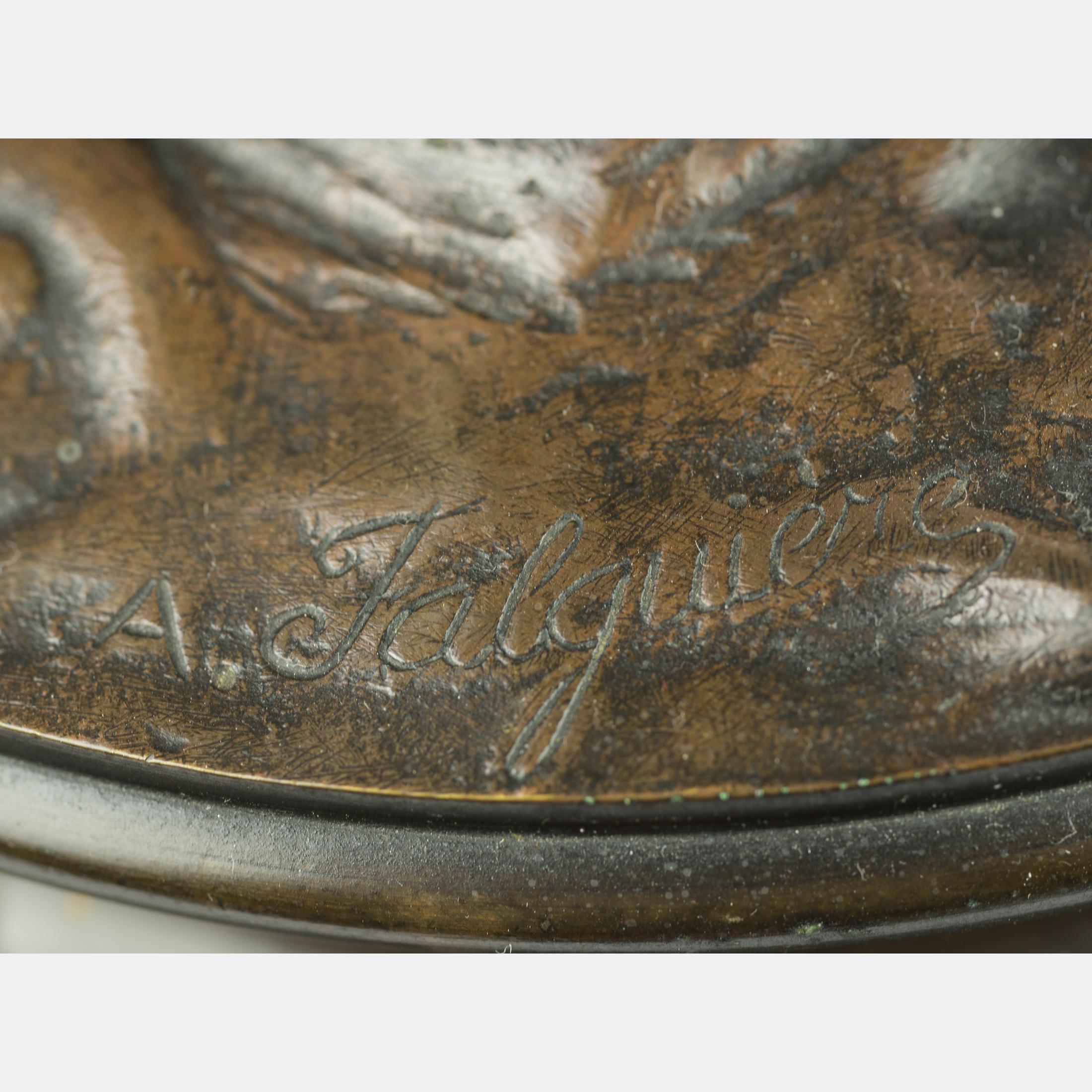 JEAN-ALEXANDRE-JOSEPH FALGUIÈRE 
French, (1831-1900)

Diana the Huntress

Patinated bronze; Signed ‘A. Falguière’ on base.   
30 1/2 x 15 1/2 inches 
