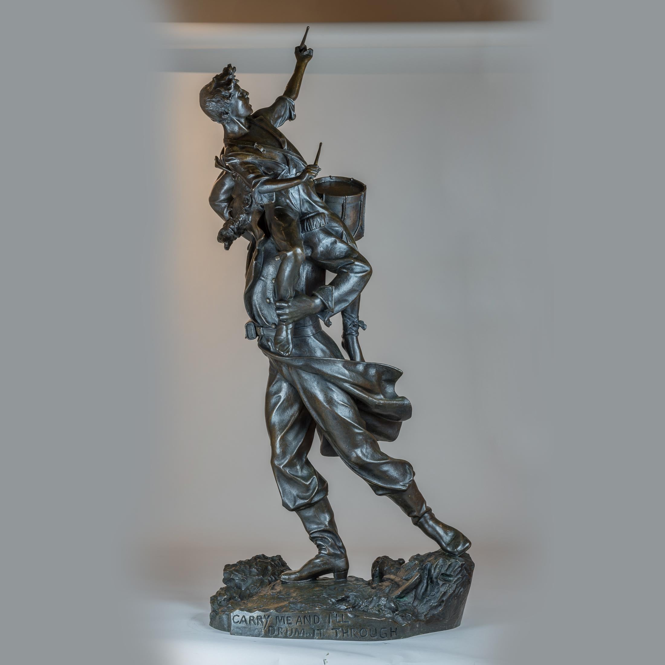 Llévame y lo haré a tambor batiente - Figurative Sculpture Oro de Truman Howe Bartlett
