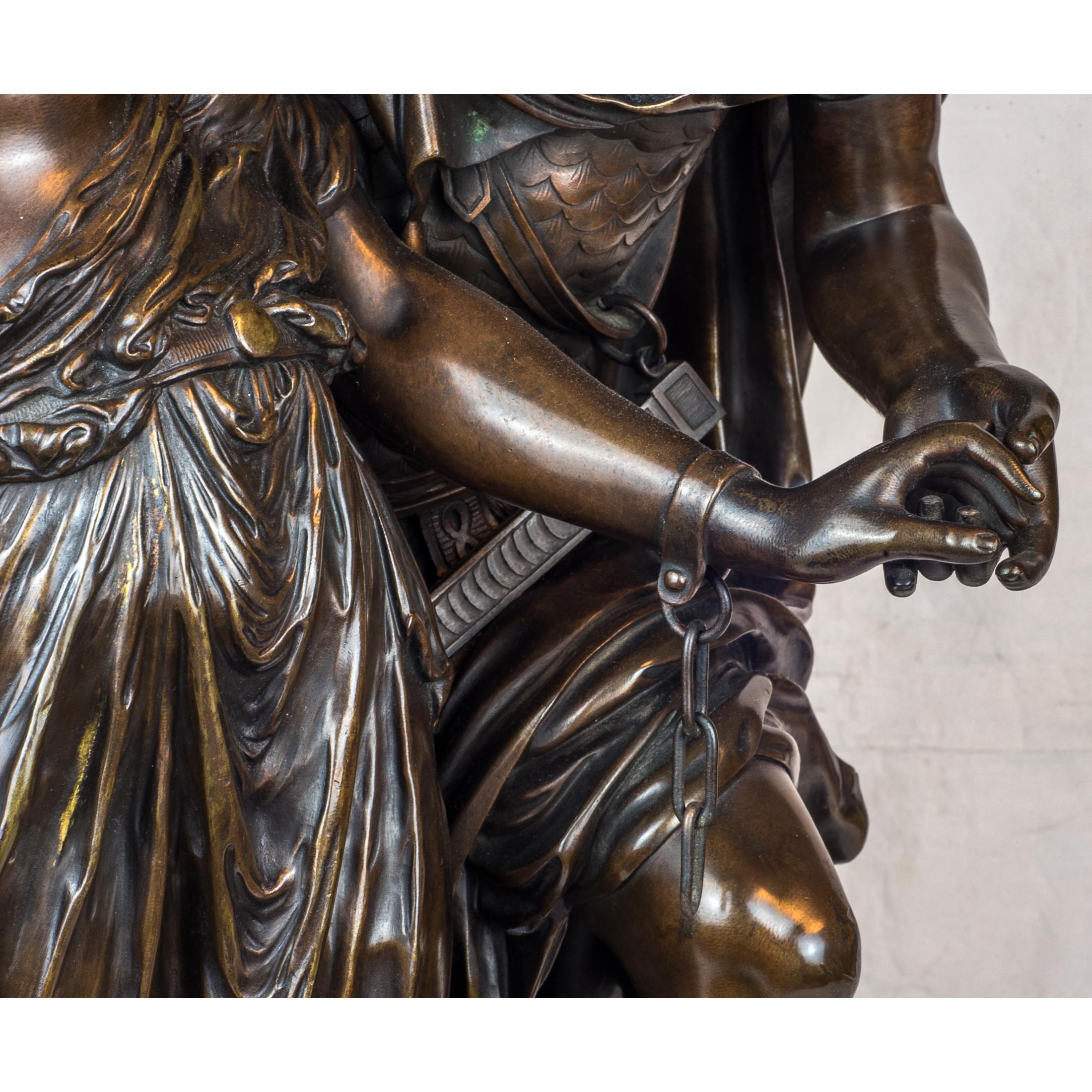 Perseus Freeing Andromeda - Gold Figurative Sculpture by Jean-Léon Grégoire