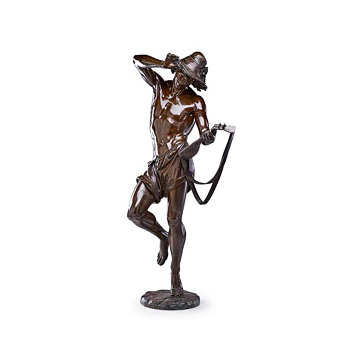Albert Ernest Carrier Belleuse Figurative Sculpture - Le Danseur Napolitain au Luth