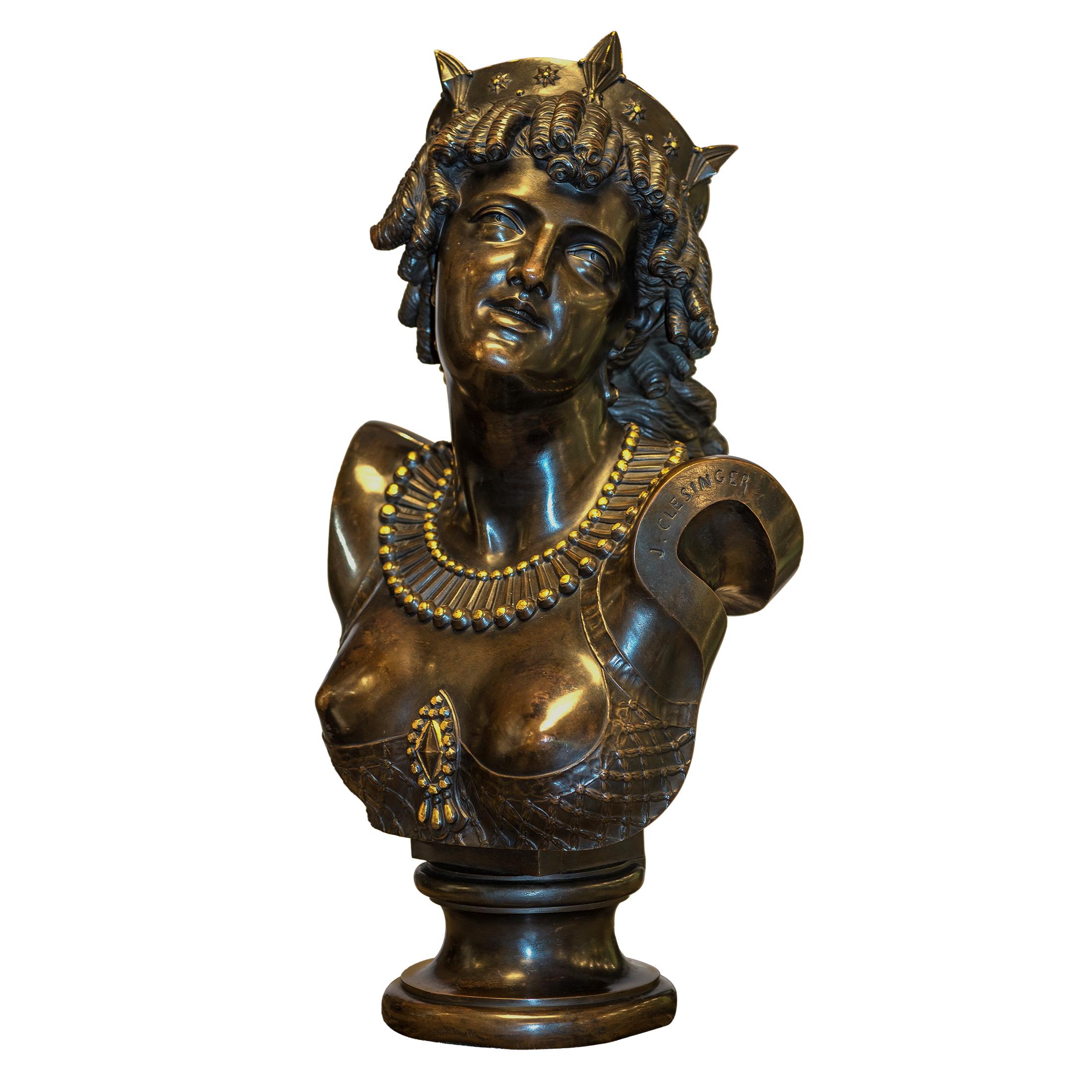 Bronze Bust of Ariadne - Sculpture by Etienne Henry Dumaige