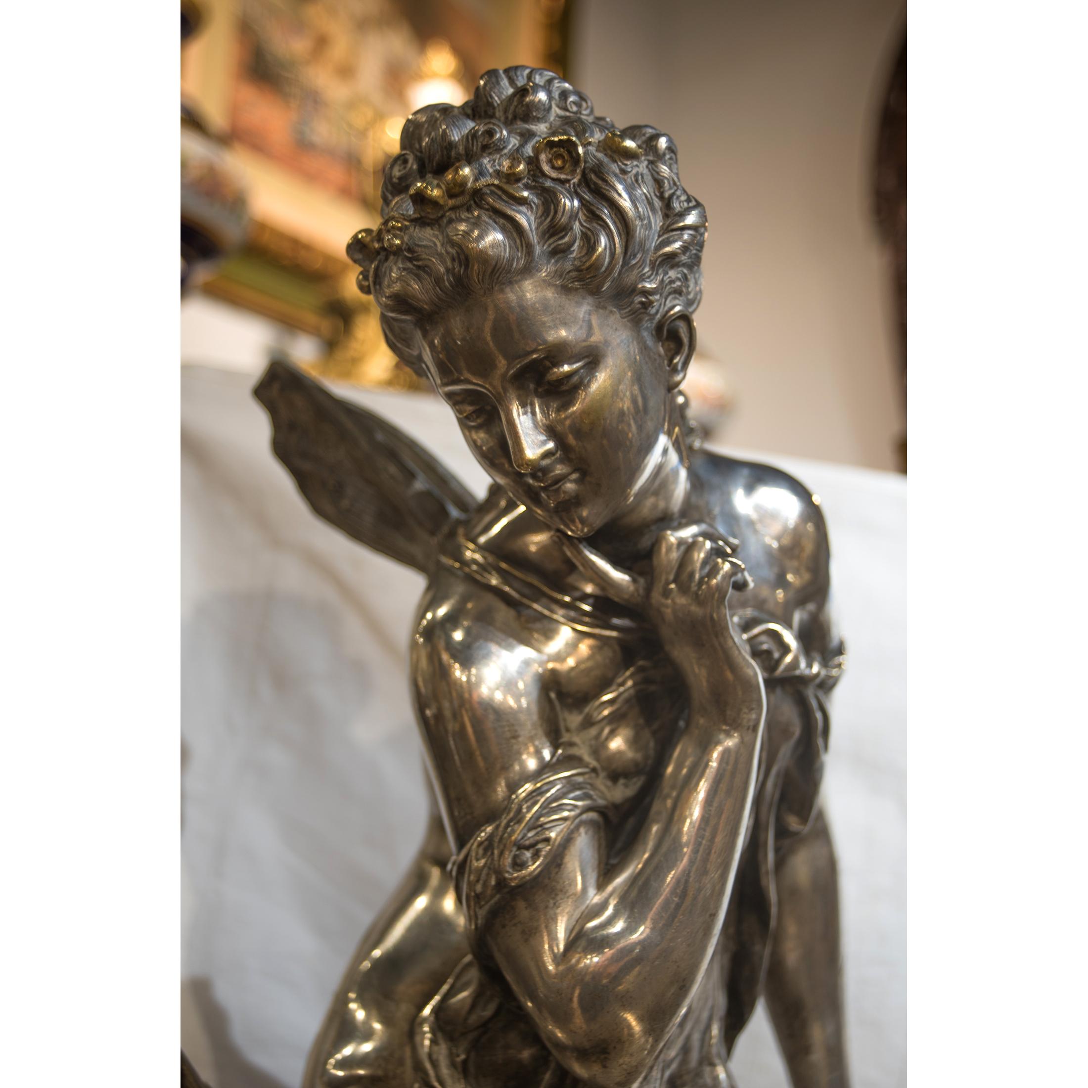 Versilberte Bronzefigur der Psyche im Angebot 1