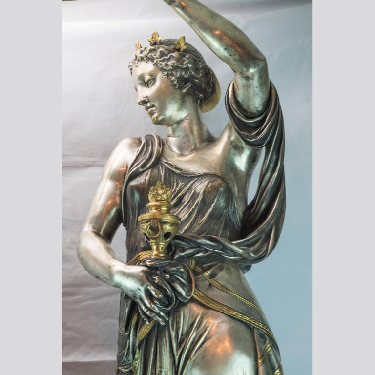 Silvered Figural Bacchante Torcheres For Sale 4