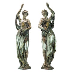 Torchères figuratives de Bacchante argentées
