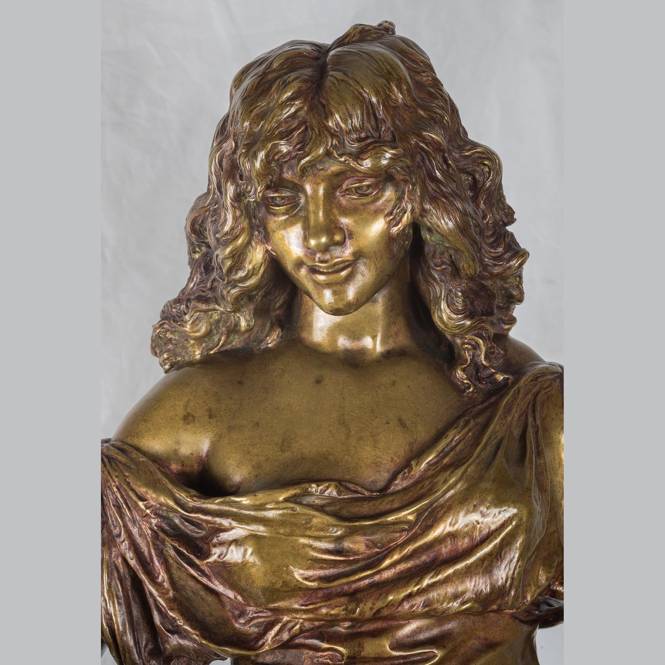Un bel bronzo patinato di Adrien Gaudez raffigurante una donna gitana in vendita 1