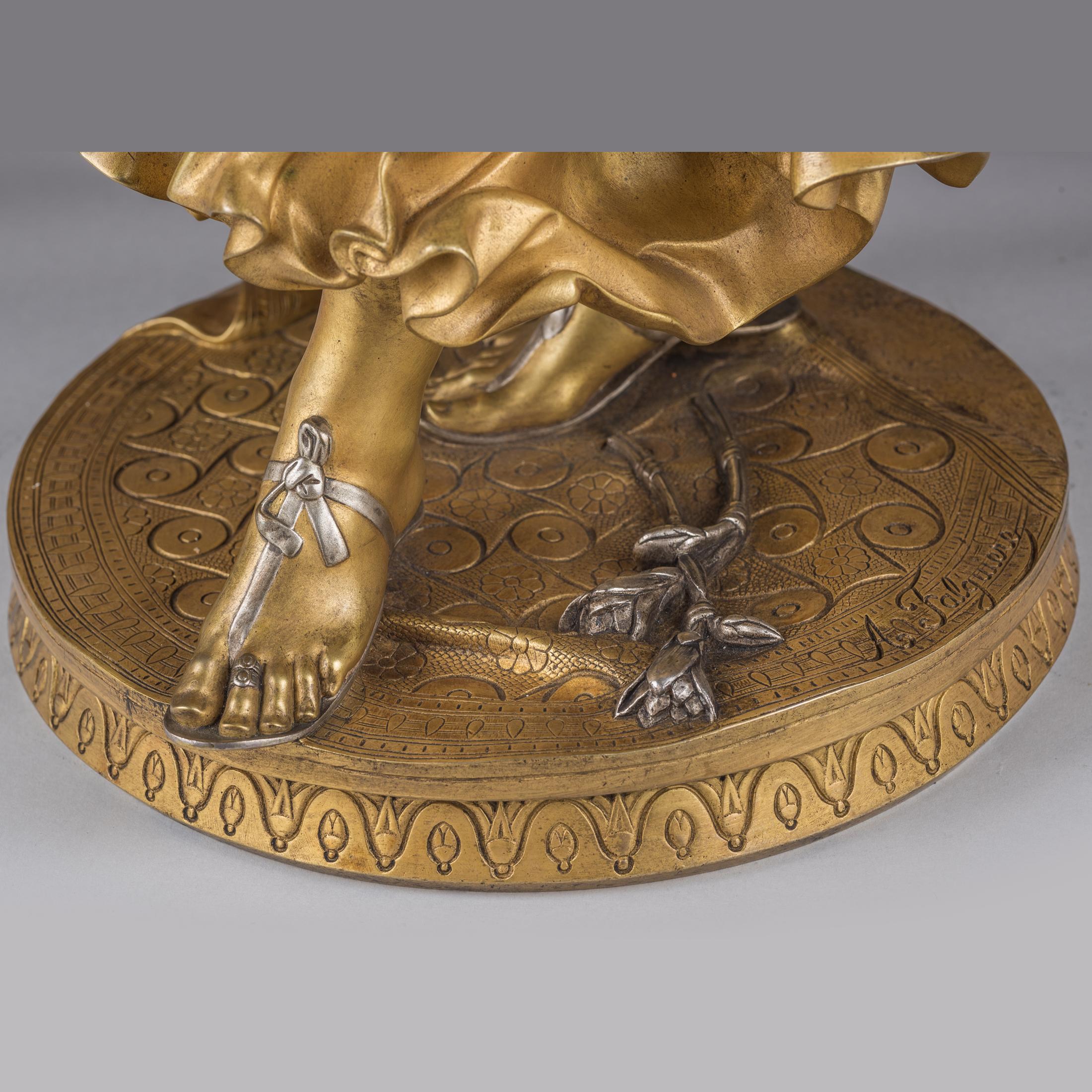 Escultura en bronce dorado de una bailarina egipcia de Falguiere 4