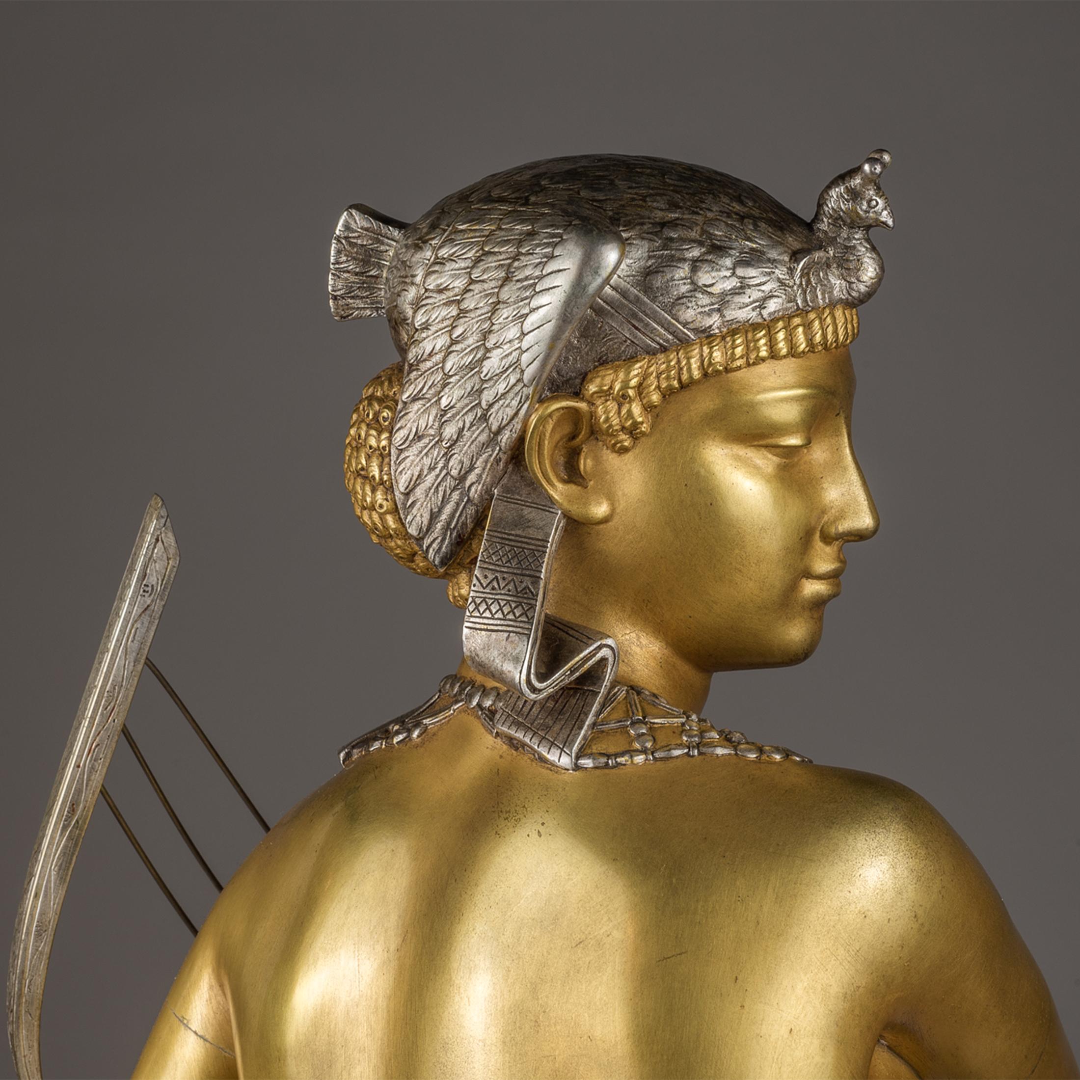 Escultura en bronce dorado de una bailarina egipcia de Falguiere 2