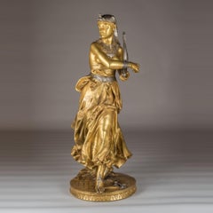 Une belle sculpture Falguiere en bronze doré d'une danseuse égyptienne