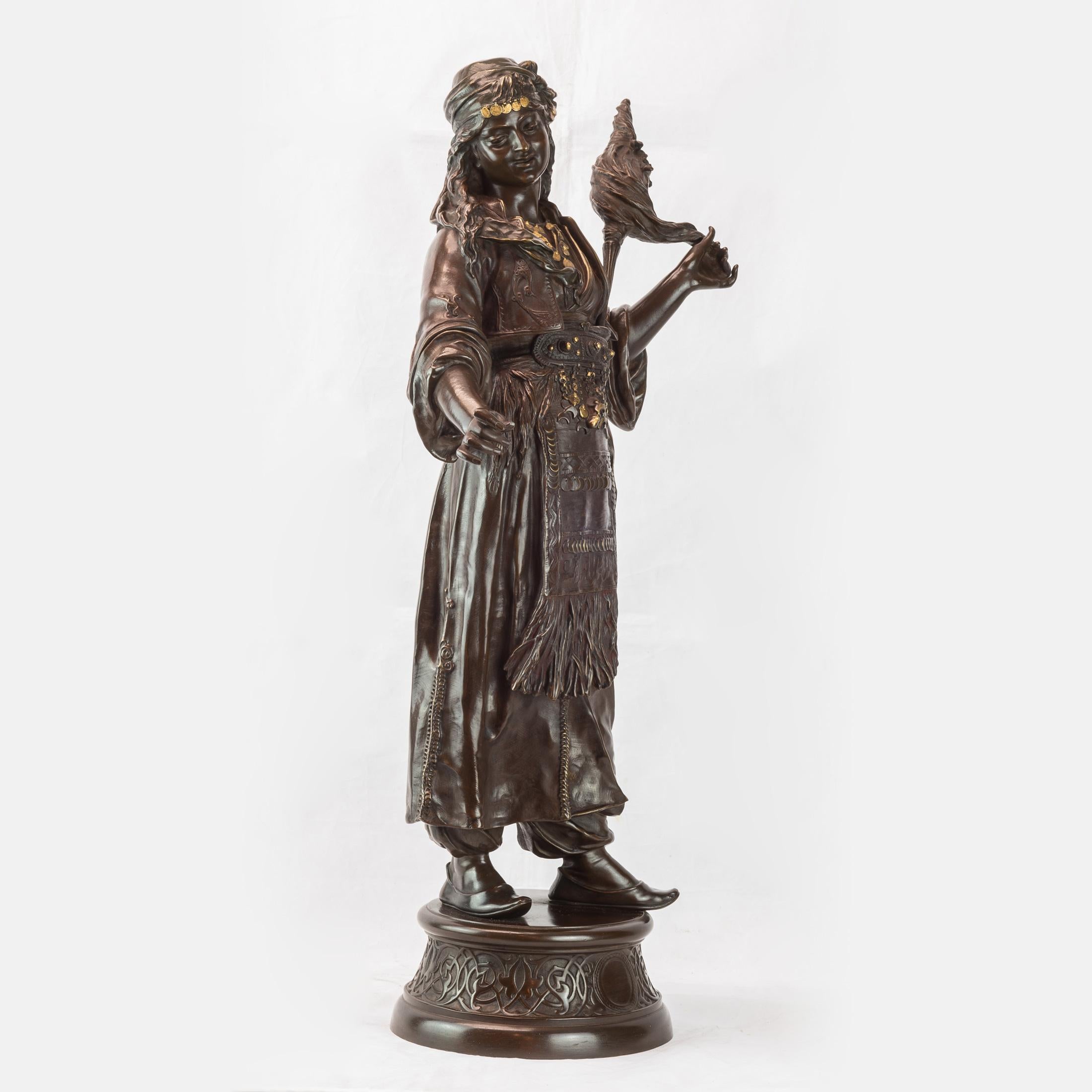 A Fine Émile Guillemin Patinated Bronze Statue of a  Dancing Female Gypsy - Sculpture by Émile-Coriolan-Hippolyte Guillemin