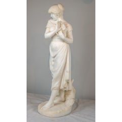 Italian Marble Statue of a Young Maiden by Cesare Lapini