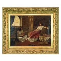 A Fine Stiepevich Orientalist Painting of a Lounging Odalisque in the Harem