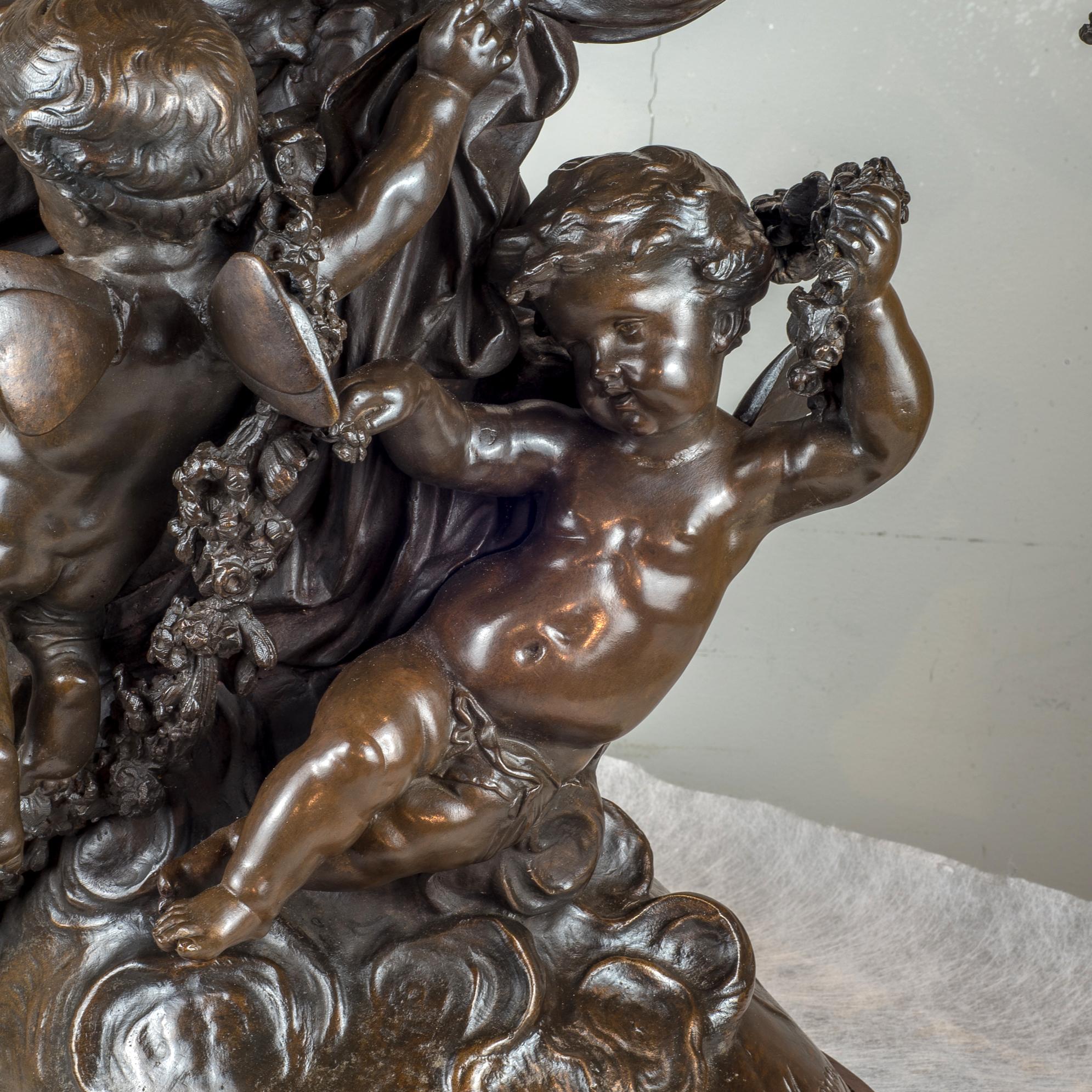 Französische Figurengruppe aus patinierter Bronze auf Bronze von Moreau im Angebot 2