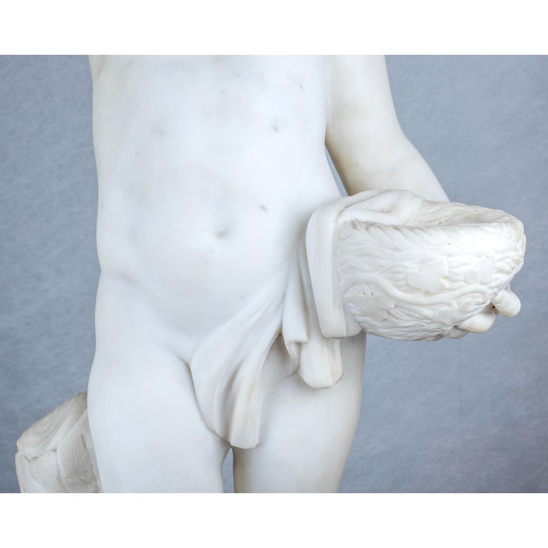 Italian Marble Sculpture Statue of a Boy Holding a Nest For Sale 6