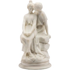 Italian Marble Sculpture Statue of Lovers by F. Vichi