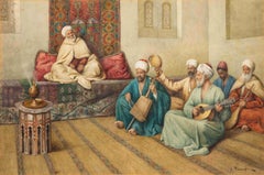 Orientalist Watercolor of Live Music by Enrico Tarenghi