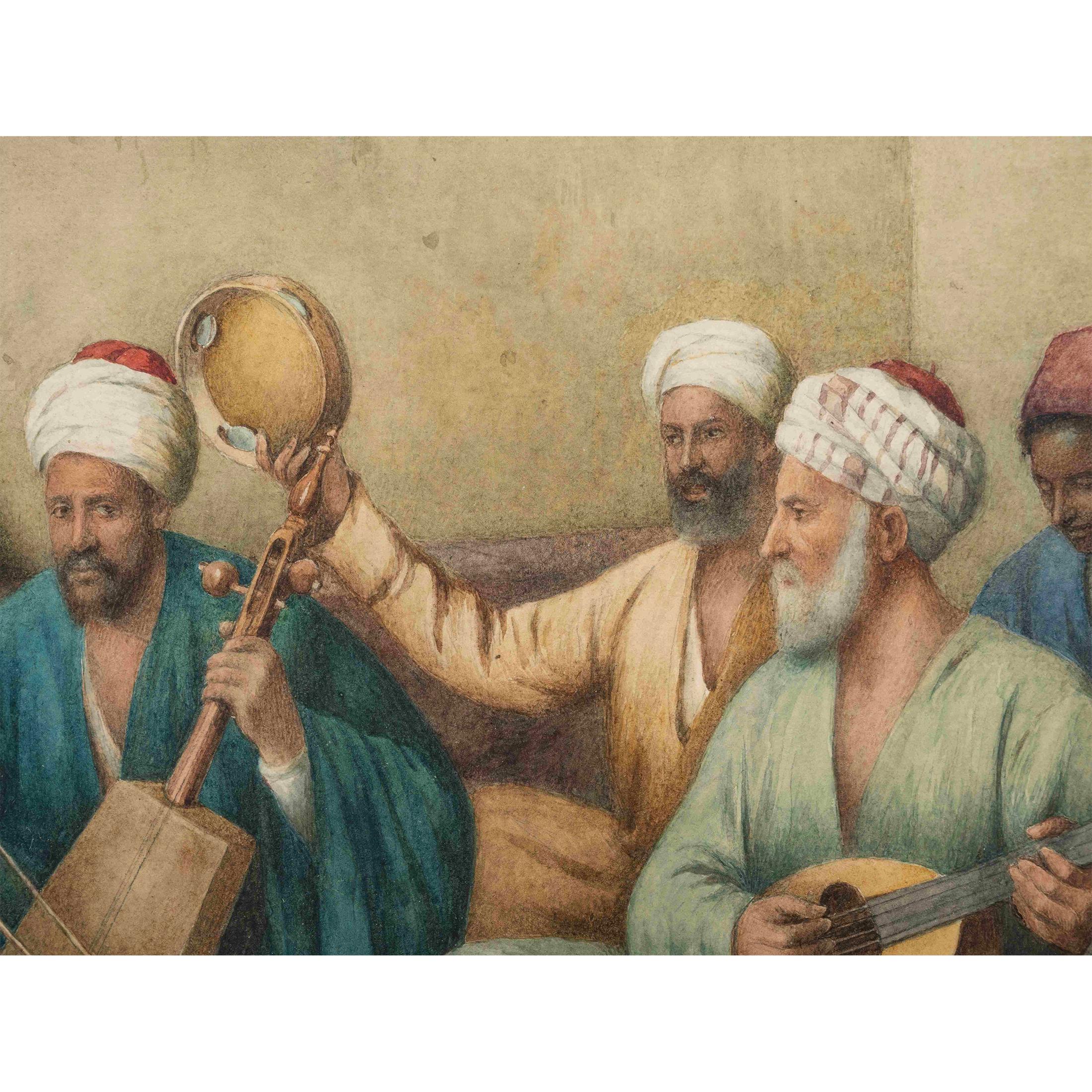 Orientalist Watercolor of Live Music by Enrico Tarenghi 2