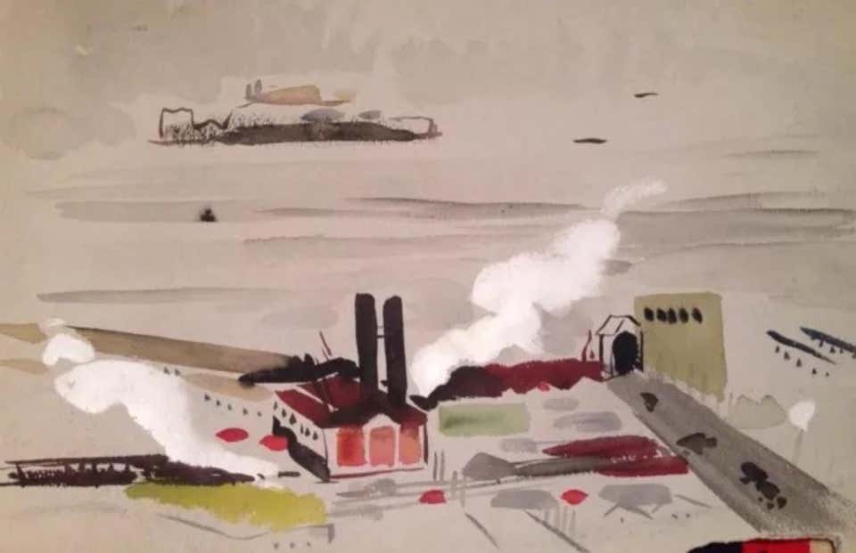 Robert Noel Blair - Lake Erie Watercolor on paper 1940's American ...