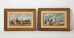 Antique Pair of Beach Paintings