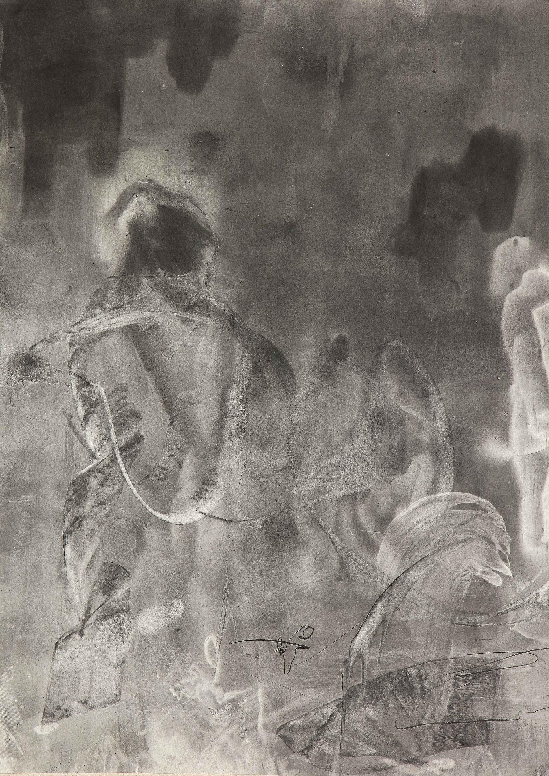 Charcoal on paper stretched to canvas and archivable spray fixed
Signed en verso