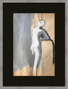 Mid Century Gouache and Charcoal Female Nude Painting Bay Area Figurative