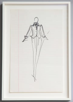 Ink Sketch by Iconic Fashion Designer Halston 