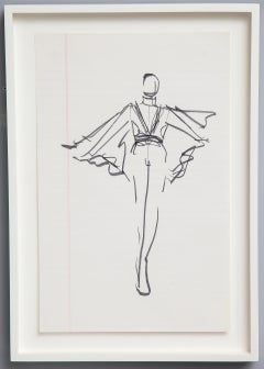 Ink Sketch by Iconic Fashion Designer Halston 