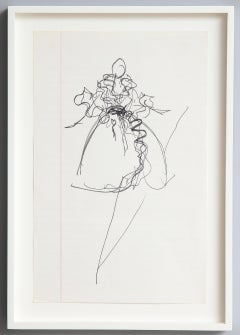 Set of 6 Ink Sketches by Iconic Fashion Designer Halston 