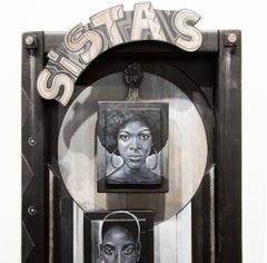 "Sistas" Figurative, Portraits, Words, Frontal, Acrylic