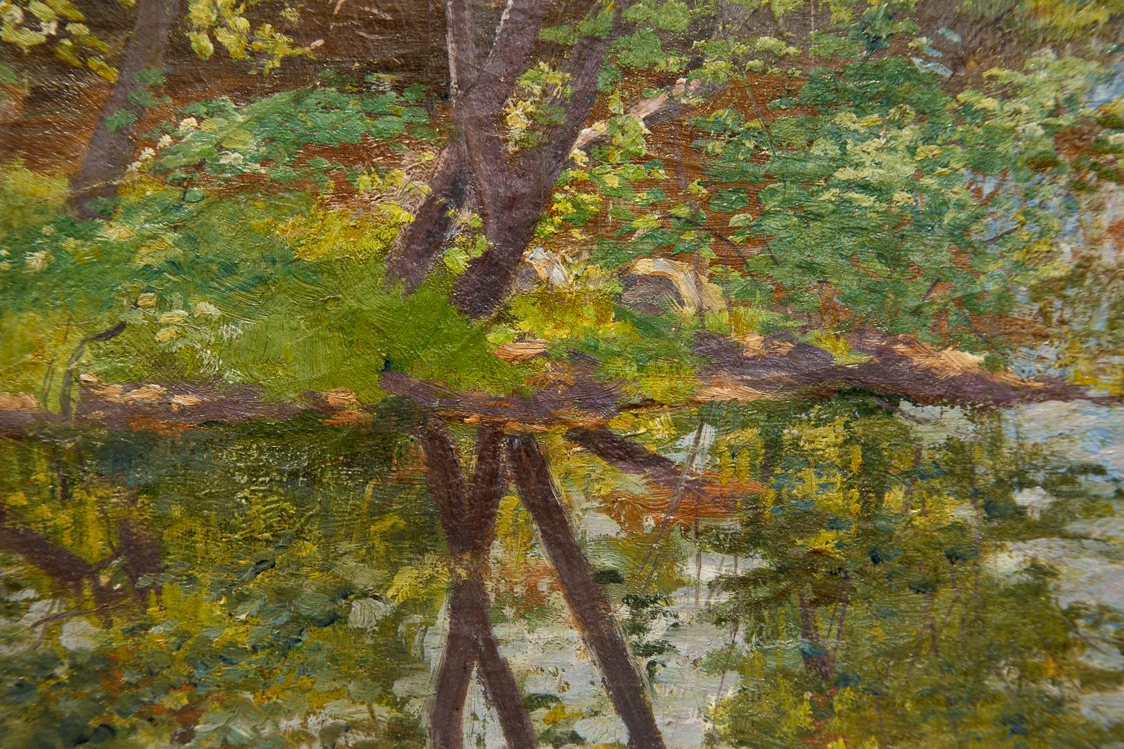 Henry Wallace Methven « Paysage impressionniste » Aquarelle, arbres Reflection d'été - Impressionnisme Painting par Harry Wallace Methven
