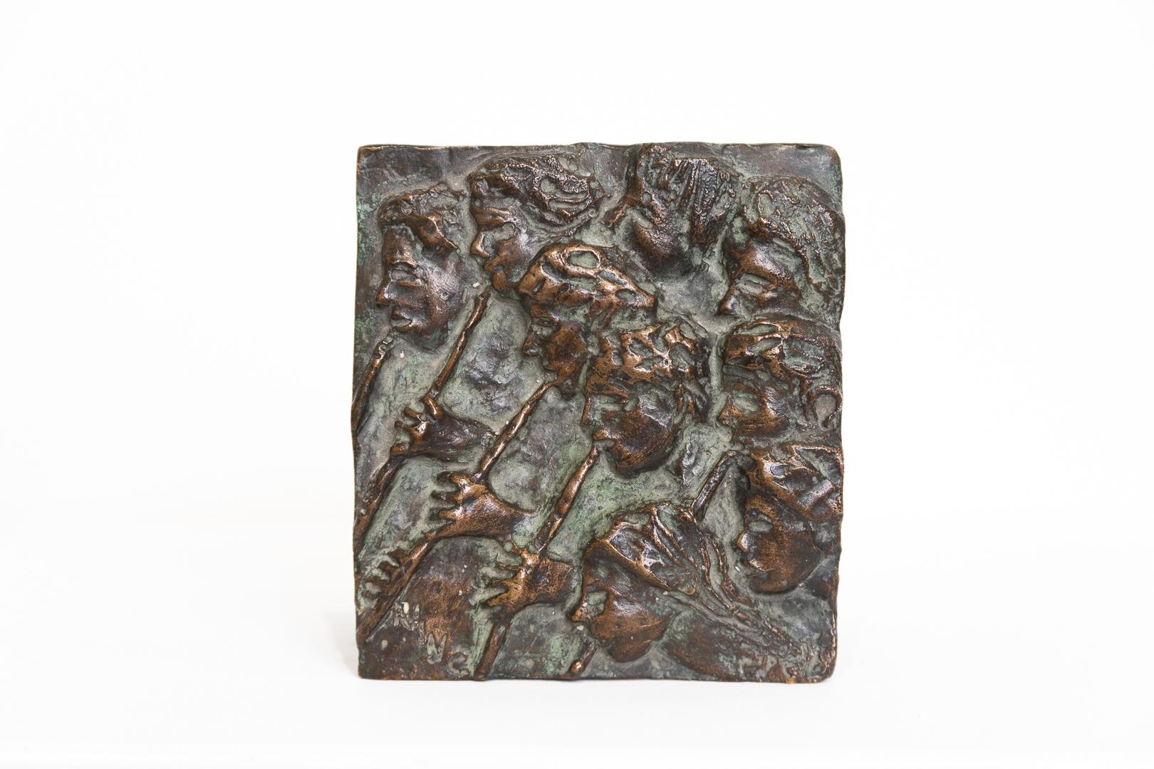 Rita Greve Figurative Sculpture - "Musicians", Bronze Plaque