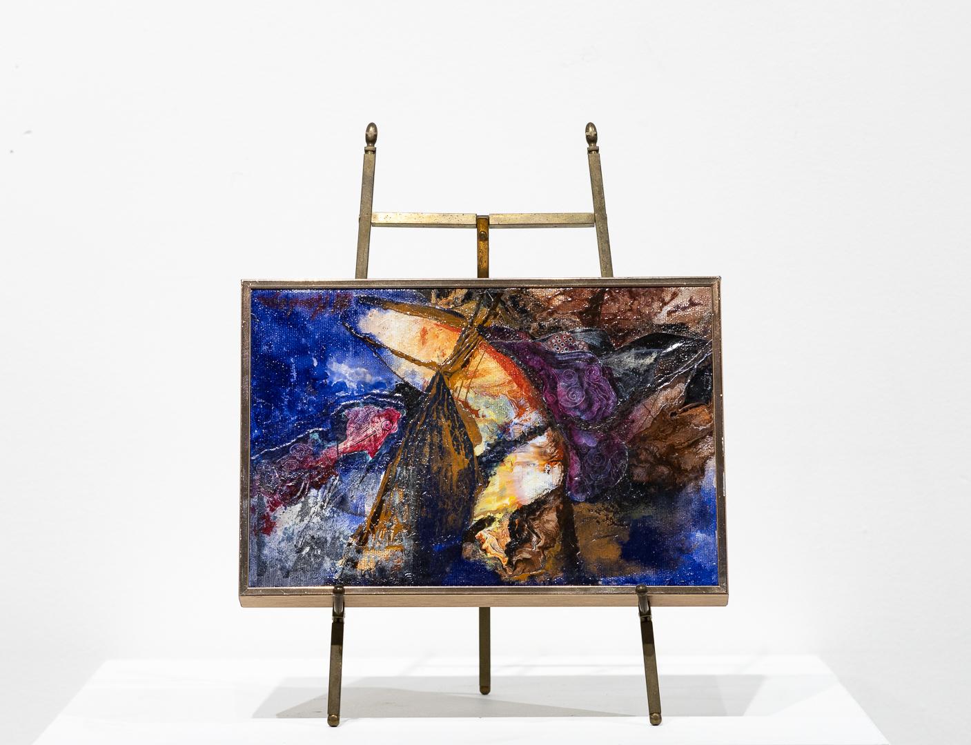 « Untitled », paysage abstrait coloré, huile sur toile, signé par l'artiste - Gris Abstract Painting par Nora Mendoza