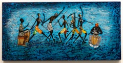 "Rhythm" Mixed Media, Acrylic, Colors, African-American, Figurative