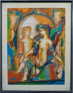 Used "Odalisque" Nude Female in Repose, Mirror, Drapery