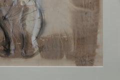 "Man with Bicycle" Male Nude, Back View, Watercolors, Black and White