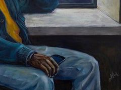 "Waiting for the Call" Acrylic, Mood Study, African-American, Figurative, Colors